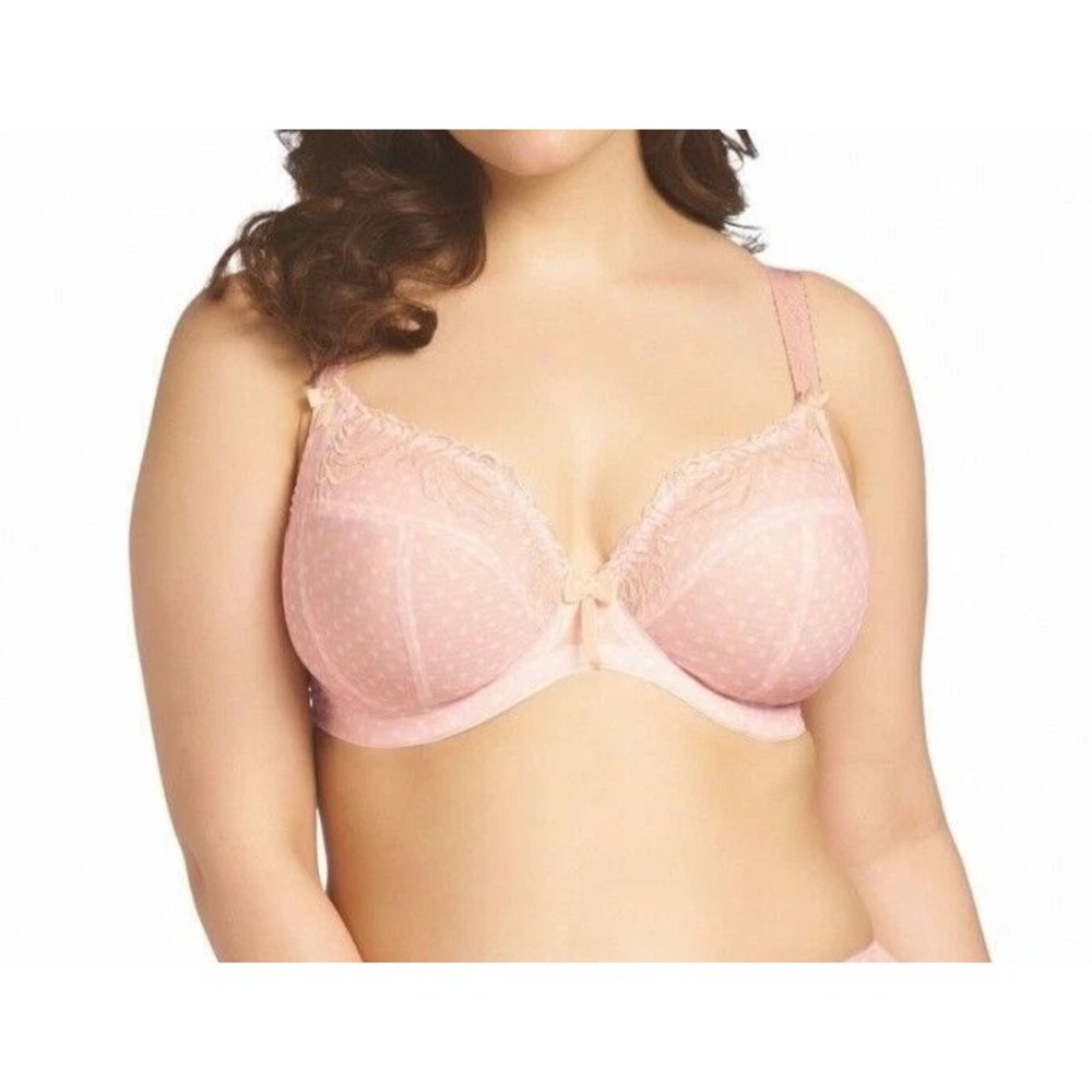 Elomi Betty Underwire Plunge Bra US 36L / UK 36HH Blush Pink Polka Dot EL8170